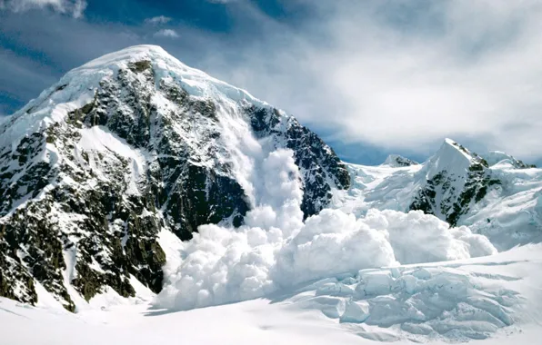 Snow, mountain, Avalanche