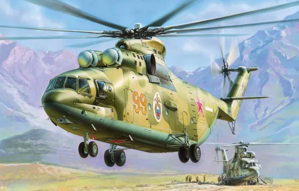 Figure, helicopter, Soviet, Zhirnov, Mil, multipurpose transport, MI-26, The Russian air force