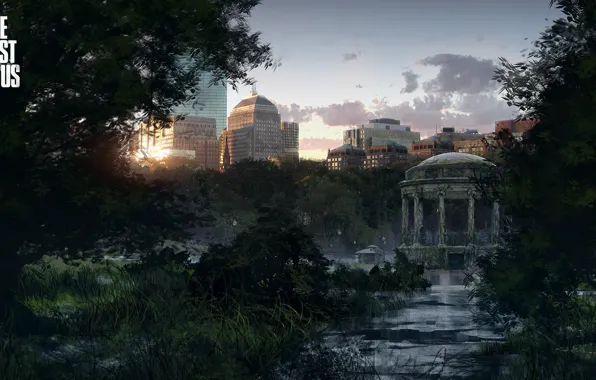 Picture the city, the building, swamp, art, postapokalipsis, the last of us