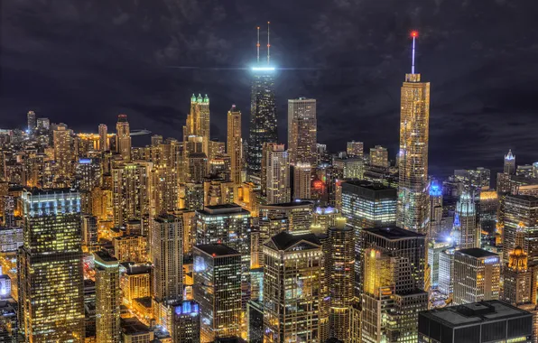 Night, the city, home, Chicago, USA, Illinois