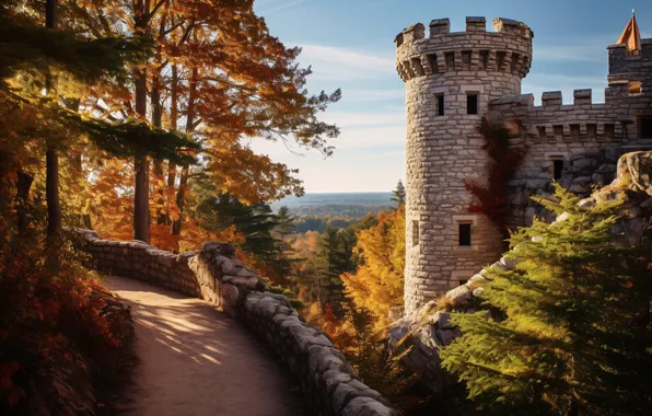 Autumn, castle, landscape, autumn, castle, ancient