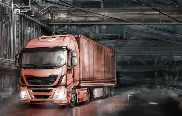 Picture game, night, truck, ETS2