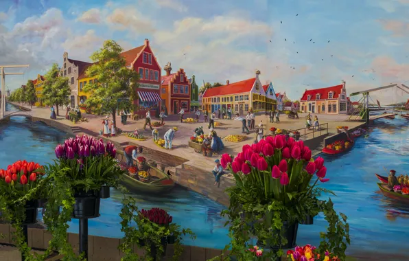 Landscape, flowers, people, home, Netherlands