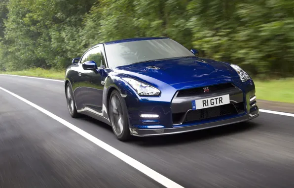 Picture blue, speed, R35, Nissan GTR, RE THE GTR