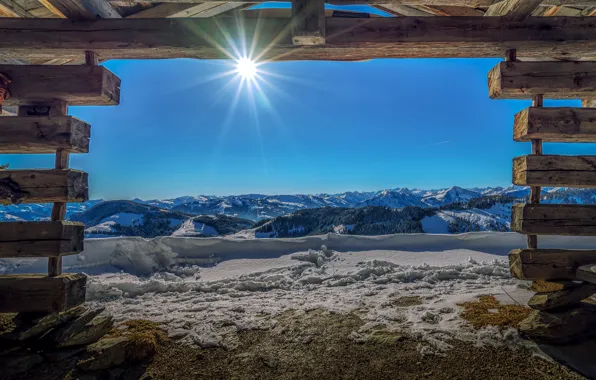 The sun, snow, mountains, tops, Austria, panorama, Austria, Tyrol