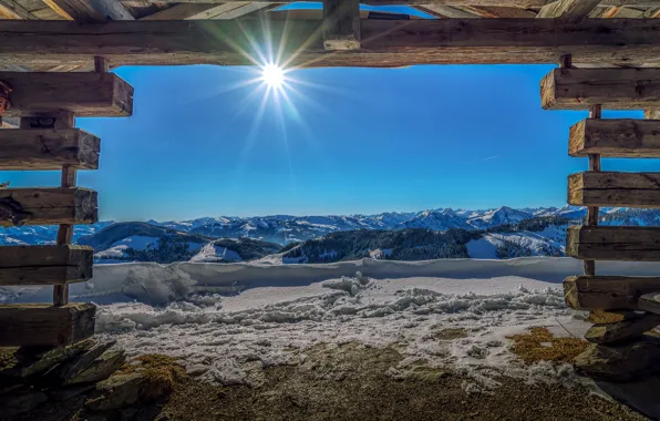 Picture the sun, snow, mountains, tops, Austria, panorama, Austria, Tyrol