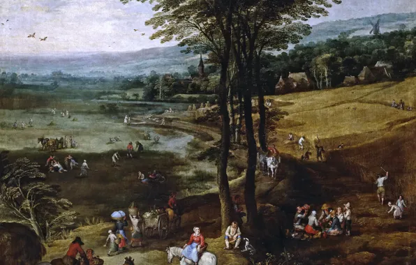 Landscape, picture, Jan Brueghel the elder, View Of The Flemish Countryside