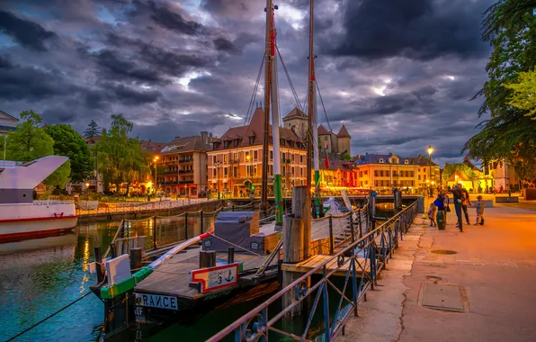 Picture France, Marina, the evening, promenade, Annecy