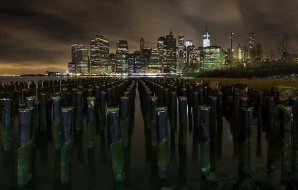 Lights, skyline, night, Apocalyptic Manhattan