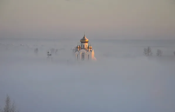 Picture landscape, fog, temple, dome