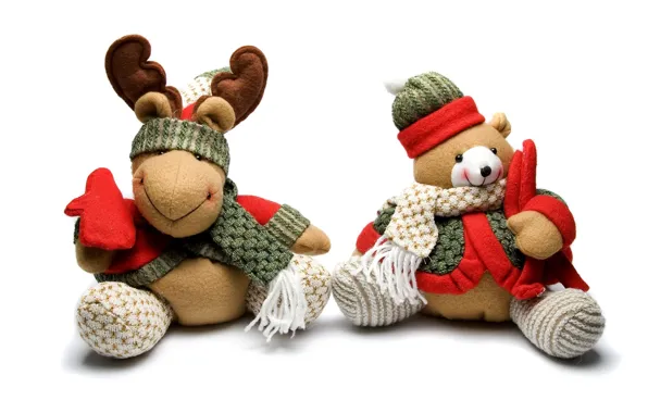 Red, green, holiday, gift, toy, new year, deer, bear