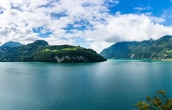 Picture the sky, clouds, mountains, lake, Switzerland, Lake Lucerne