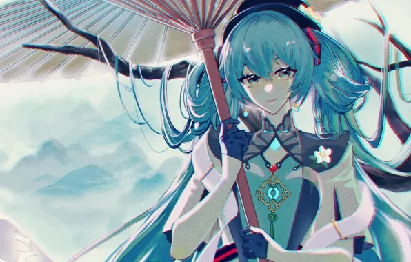 Girl, umbrella, Hatsune Miku, Vocaloid