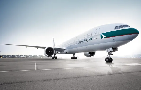The plane, Airport, Wings, Aviation, Airbus, A330, On earth, Cathay Pacific