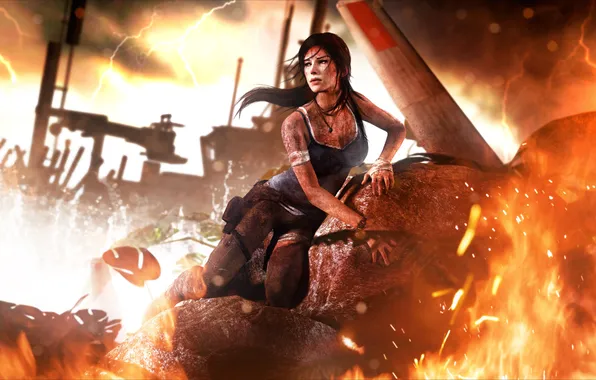 Fire, lara croft, tomb raider, reborn