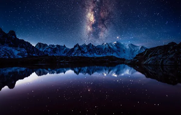 Picture the sky, stars, mountains, night, the milky way