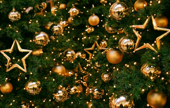 Stars, balls, toys, tree, New year