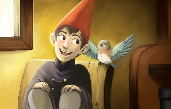 Wallpaper bird boy art Beatrice Host Wirth Over the Garden