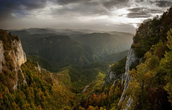 Picture autumn, landscape, mountains, clouds, nature, fog, forest