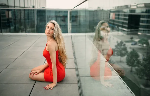 Roof, look, pose, reflection, model, portrait, makeup, figure