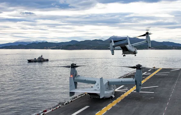 Picture Sea, The tiltrotor, The Norwegian sea, US NAVY, MV-22B Osprey, US Marine Corps, Norwegian Navy, …