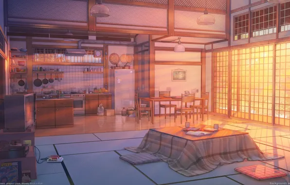 Picture the room, dining room, Love Money Rock’n’Roll, Old house sunset set, kitchen sunset