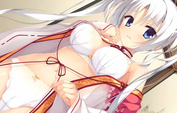 Girl, sexy, lingerie, pantsu, yukata, bra, cleavage, panties