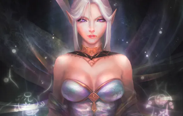 Girl, fantasy, art, elf, ears, white hair