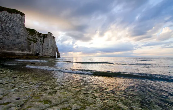 Picture sea, beach, the sky, clouds, landscape, sunset, the ocean, rocks