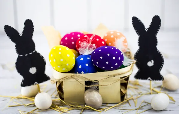 Picture colorful, Easter, happy, spring, Easter, eggs, holiday, bunny