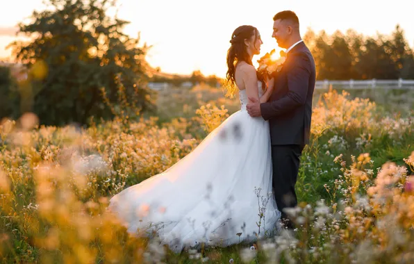 Field, summer, the sky, girl, the sun, rays, light, love