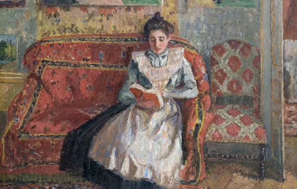Interior, picture, genre, Camille Pissarro, Jeanne. Reading