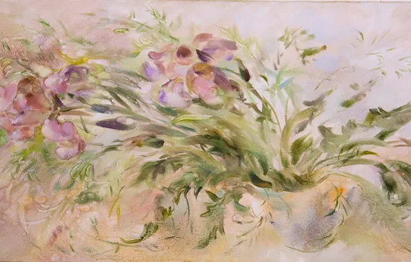 Picture pink background, Still life, purple flowers, violet, Sfumato, gift painting, Petrenko Svetlana, spring style