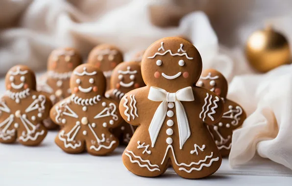 Smile, patterns, men, cookies, Christmas, New year, light background, ornament