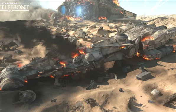 The wreckage, desert, Star Wars Battlefront