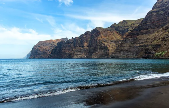 Sand, sea, beach, rocks, Tenerife, The Canary Islands