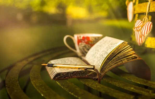 Picture style, handle, mug, notebook, bokeh, diary