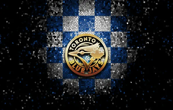 Wallpaper, sport, logo, baseball, glitter, checkered, MLB, Toronto Blue Jays