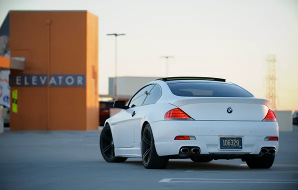 Picture roof, white, bmw, BMW, lift, Parking, white, back