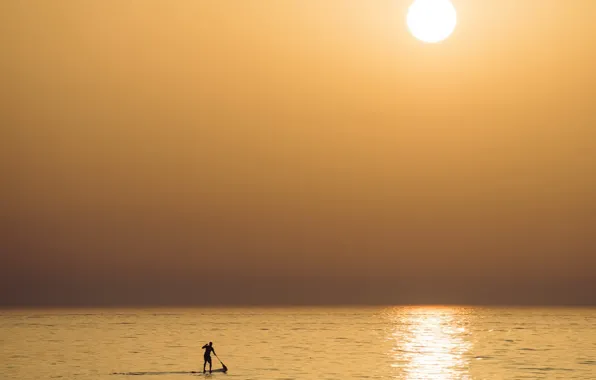 Sea, the moon, people