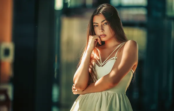 Look, girl, pose, portrait, hands, freckles