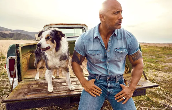 Machine, dog, actor, Jock, Dwayne Johnson, Dwayne Johnson (The Rock)