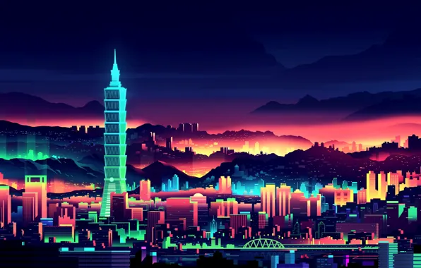 The city, building, the evening, megapolis