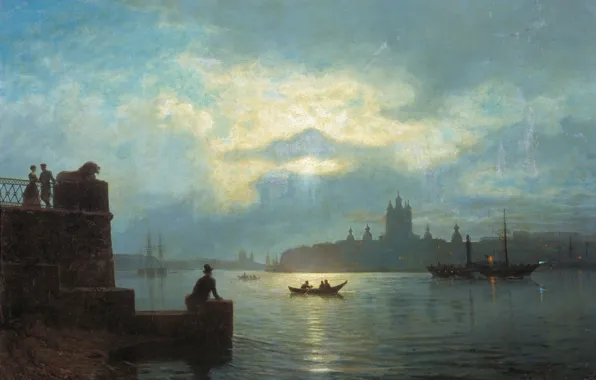 Picture, Moonlit night on the Neva, Lagorio