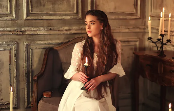 Picture look, girl, style, candles, dress, Albina Khusainova