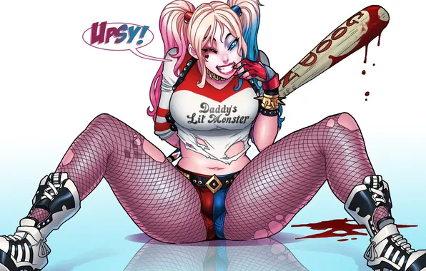 Erotic, chest, girl, feet, blood, bit, harley quinn, DC Comics