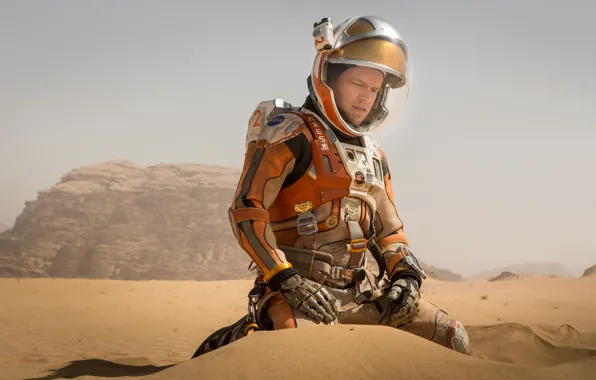 Picture sand, fiction, desert, the suit, costume, Mars, Matt Damon, astronaft