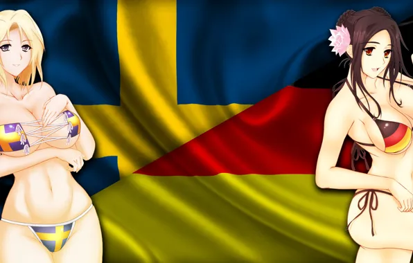 Wallpaper, Girls, Germany, Flag, Flags, Anime, Sweden, Erotic