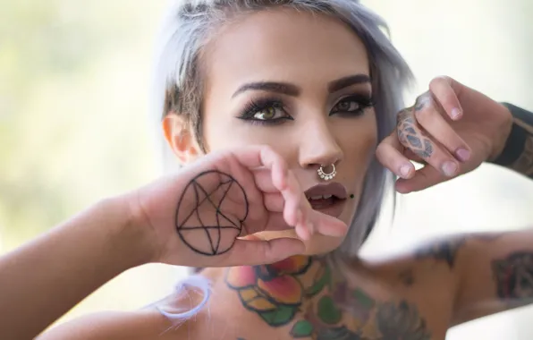 Picture tattoos, hands, staff, look, sexy