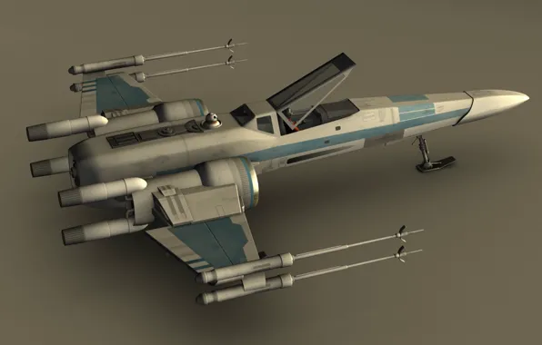 Star Wars, model, X-Wing, Blender 3D, T70
